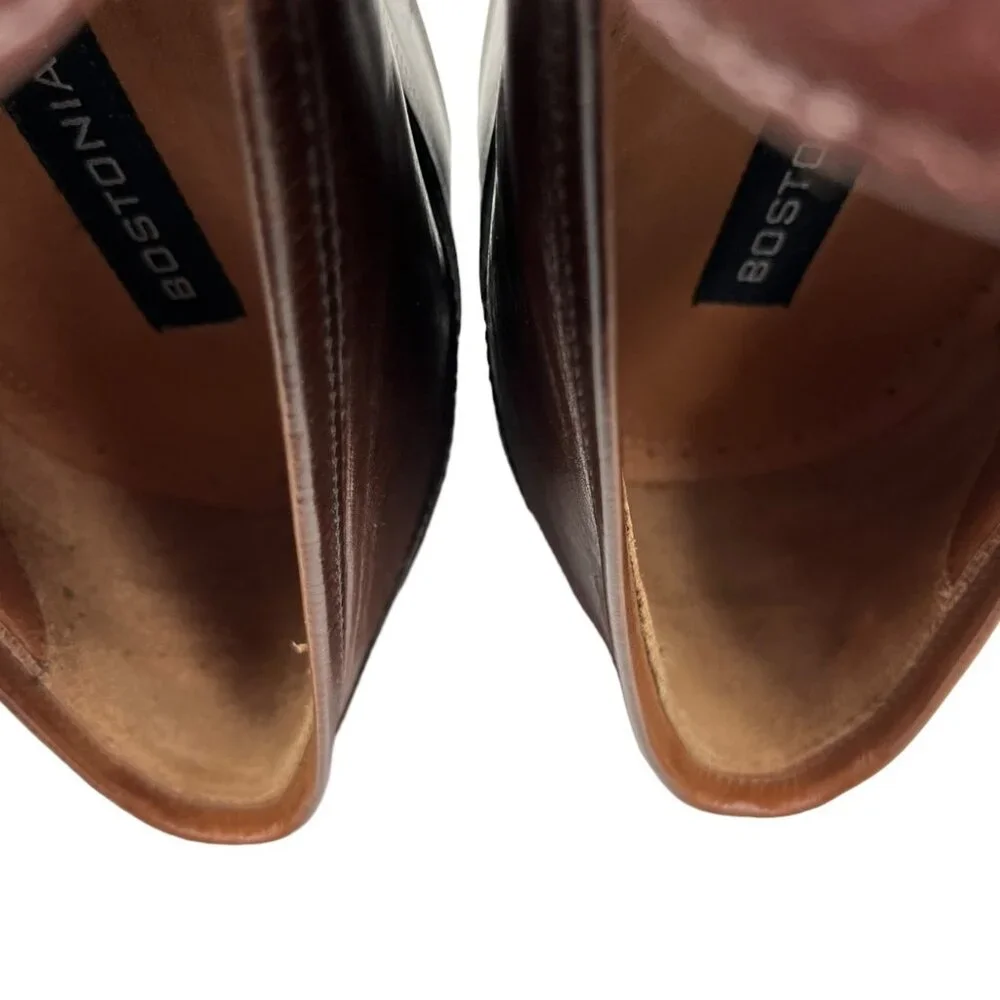 Bostonian Brown Leather Upper Dress Shoe Slip On Tassels Made in Italy Size 12